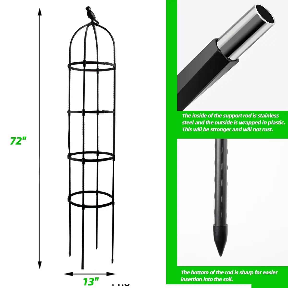 CJGQ Garden Trellis for Climbing Plants 6ft | Rustproof Metal Support Structure - view 4