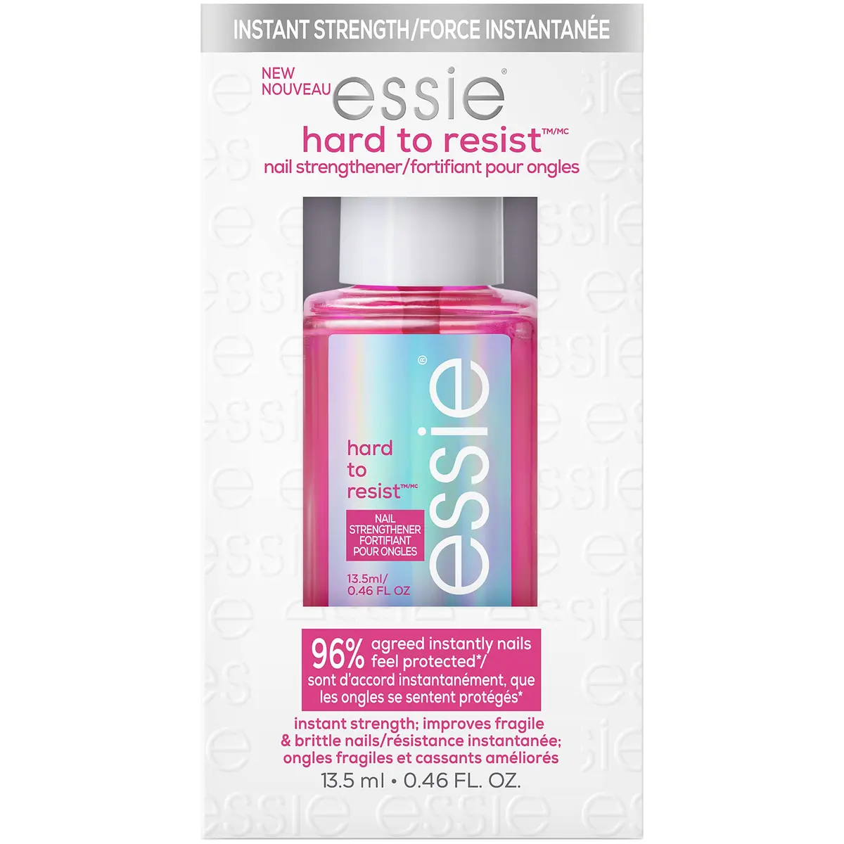 essie Hard To Resist Nail Strengthener Glow & Shine Pink Tint 13.5ml (0.46 fl oz) | Vegan Formula for Stronger, Less Brittle Nails - main product image