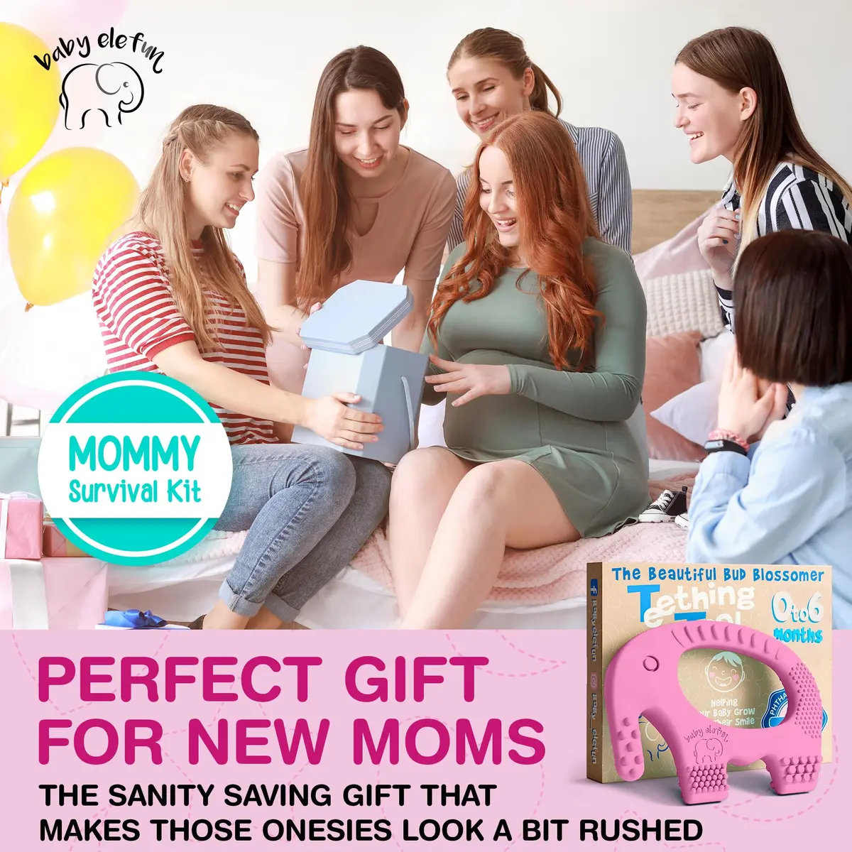 Baby Elefun Pink Elephant Teether Toy 1.2 oz (34 g) | Pediatric Dentist Designed - view 5
