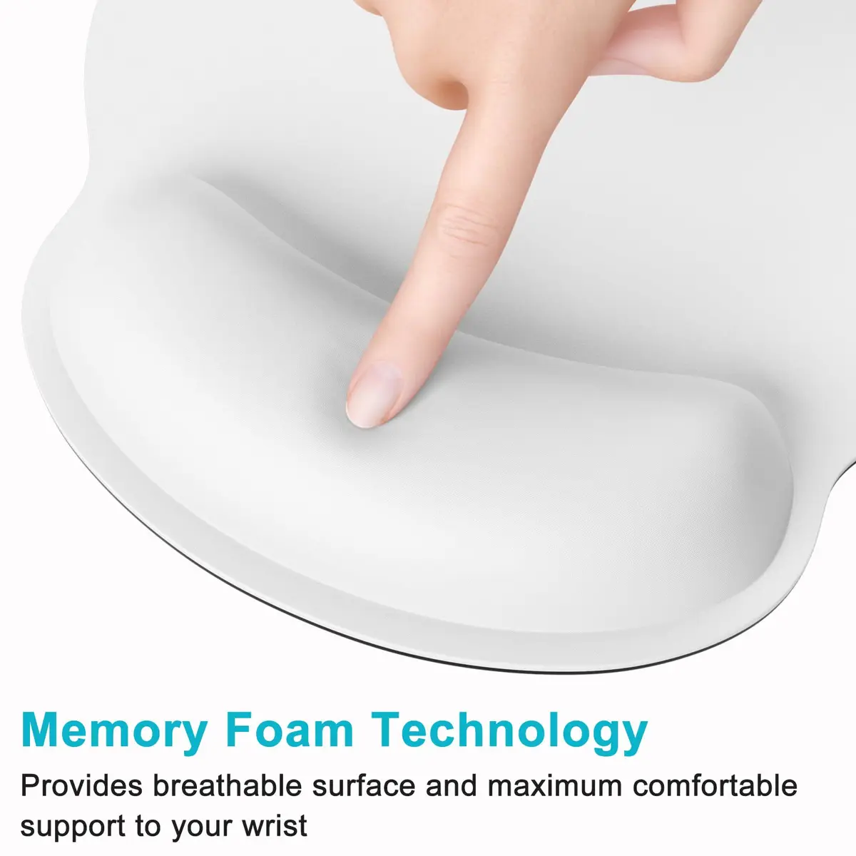 Dapesuom Ergonomic Mouse Pad with Wrist Support | Comfortable Memory Foam Wrist Rest for Pain Relief, Non-Slip Base, White - view 5