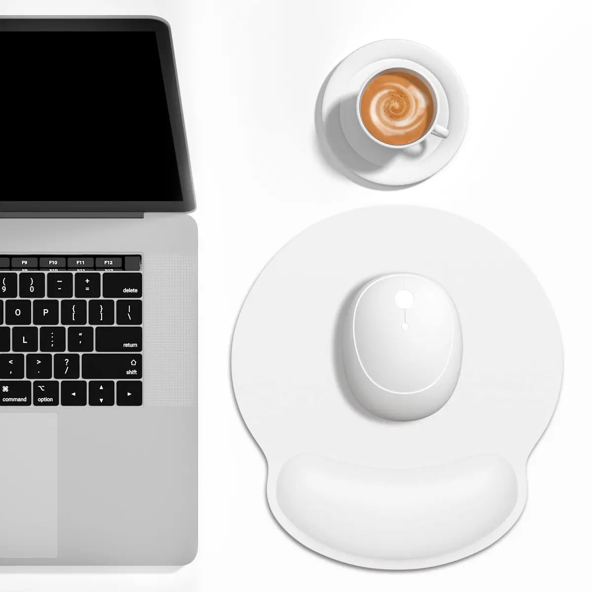 Dapesuom Ergonomic Mouse Pad with Wrist Support | Comfortable Memory Foam Wrist Rest for Pain Relief, Non-Slip Base, White - view 6