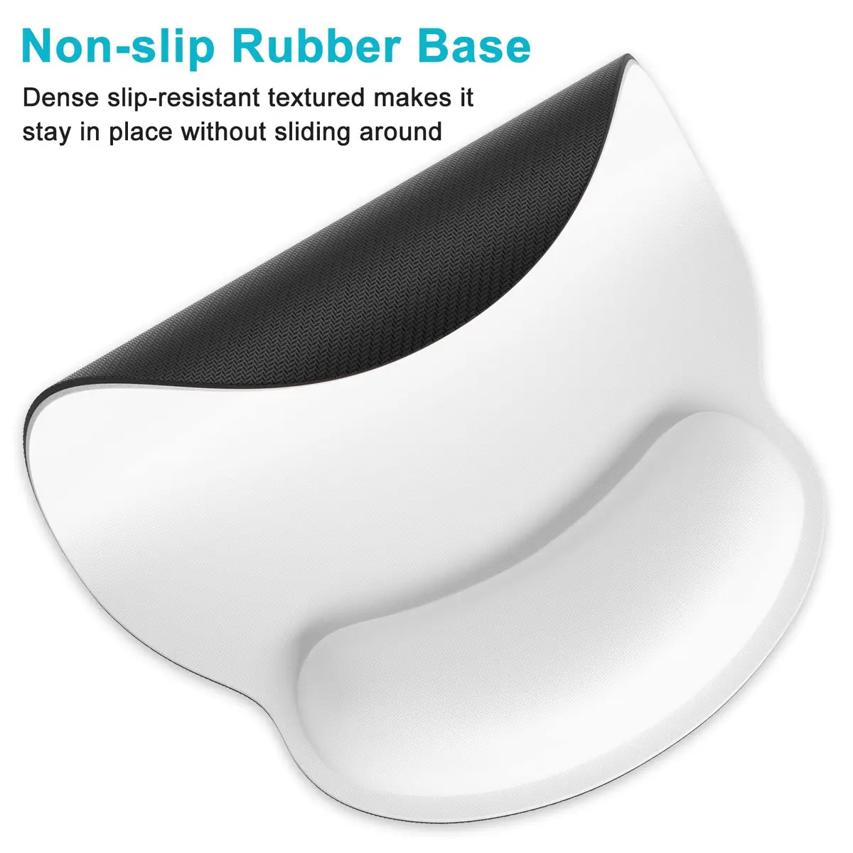 Dapesuom Ergonomic Mouse Pad with Wrist Support | Comfortable Memory Foam Wrist Rest for Pain Relief, Non-Slip Base, White - view 4