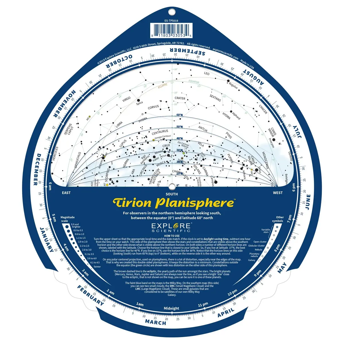 Explore Scientific Double-Sided Multi-Latitude Planisphere Star Map for Astronomy | Northern Hemisphere Sky Guide - view 2