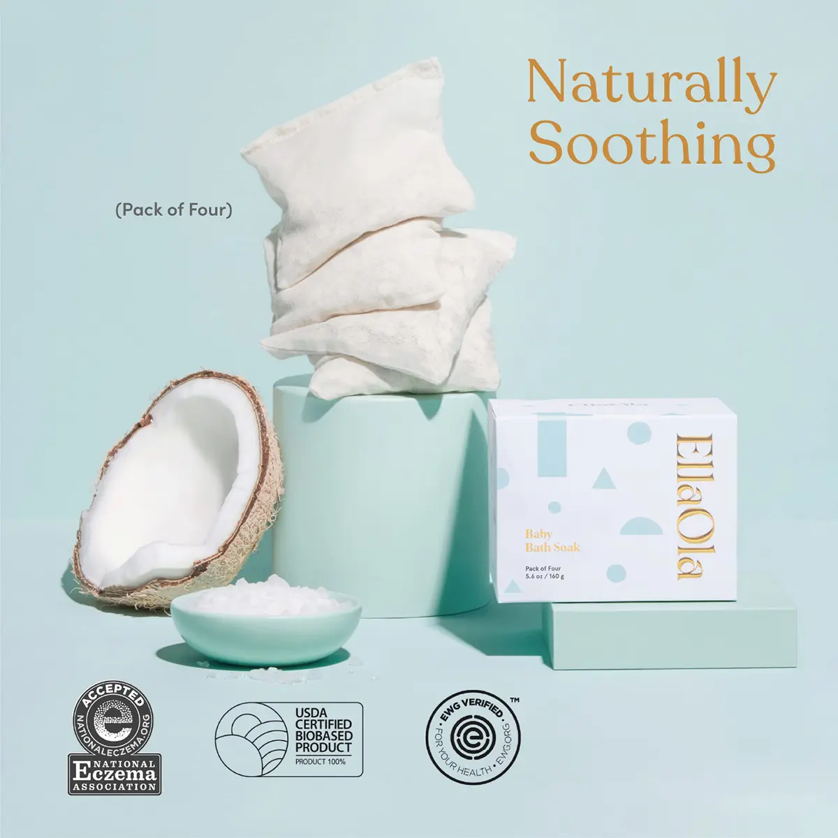 ELLAOLA Oatmeal Bath Soak for Babies & Kids - Fragrance-Free, 4 Bath Tea Soaks | Supports Dry, Itchy Skin - view 3