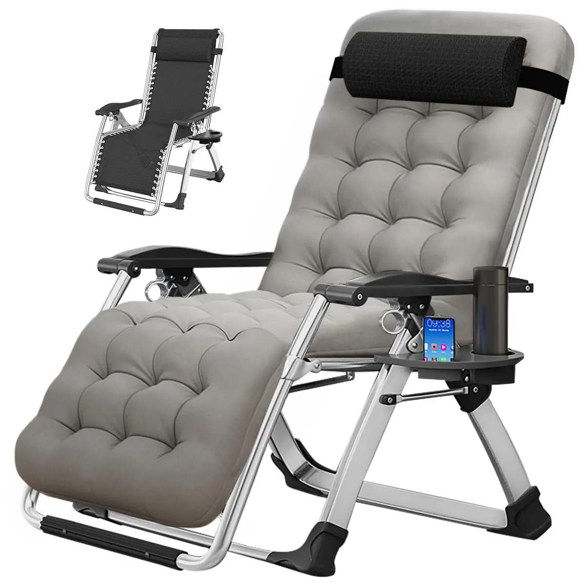 MOPHOTO Zero Gravity Chair, Outdoor Padded Lounge Chair with Side Table, Supports up to 200kg (440lbs) | Ergonomic & Durable - main product image