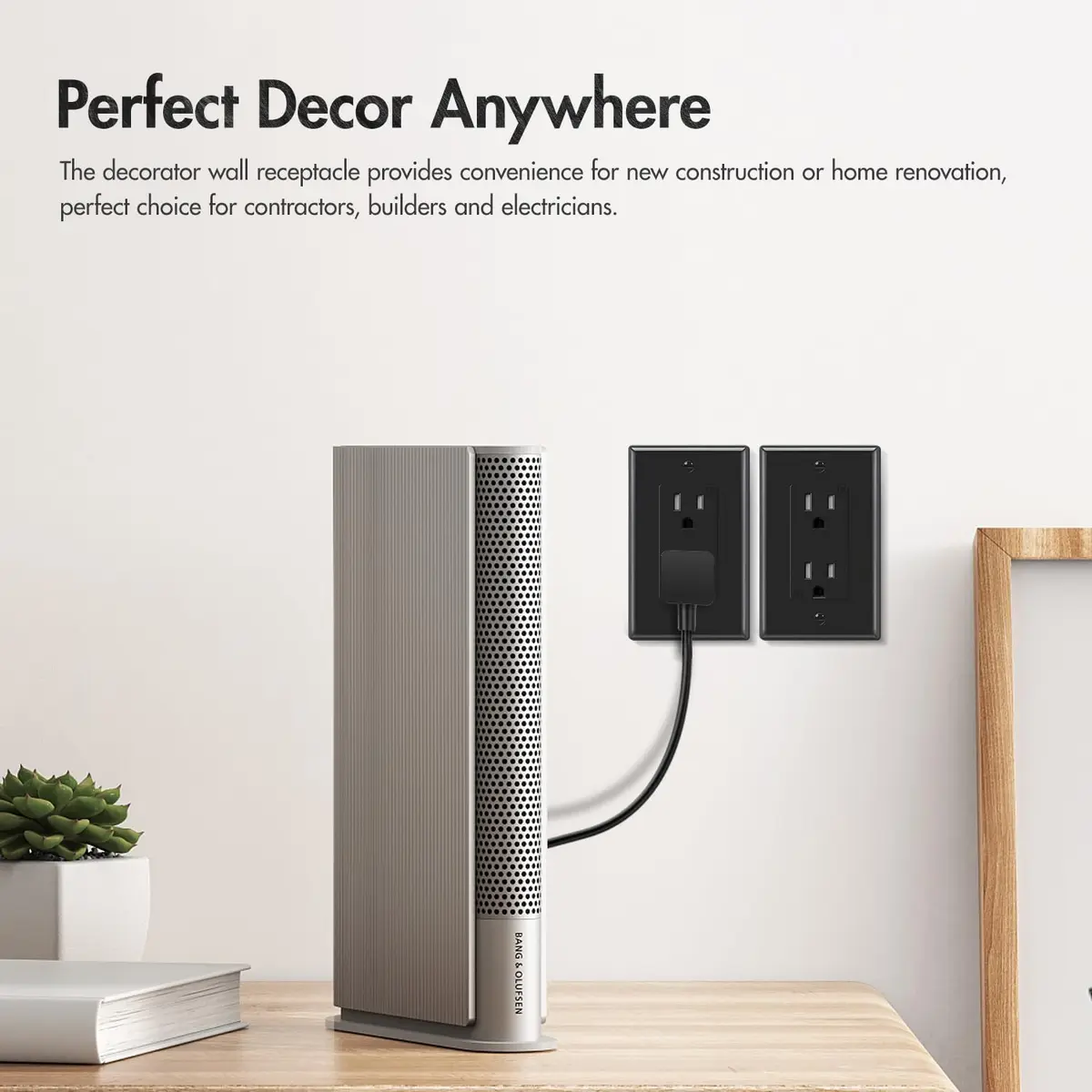 micmi Decorator Receptacle Outlet 15A | Tamper Resistant Grounded UL Listed (10Pack, Black) - view 7