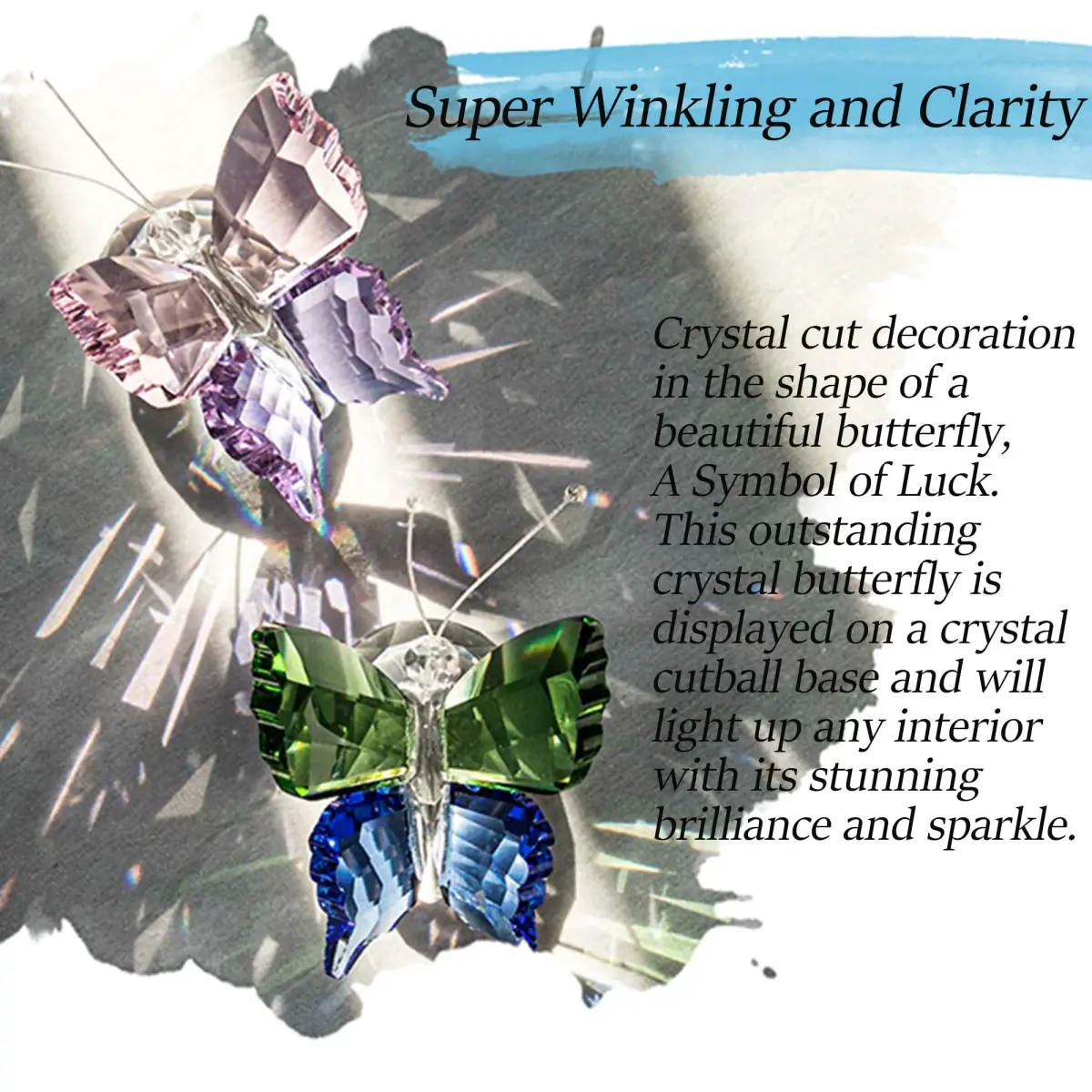 H&D HYALINE & DORA K9 Crystal Flying Butterfly Figurine Set 4.4cm (1.76in) | Handcrafted for Elegant Home Décor - view 5