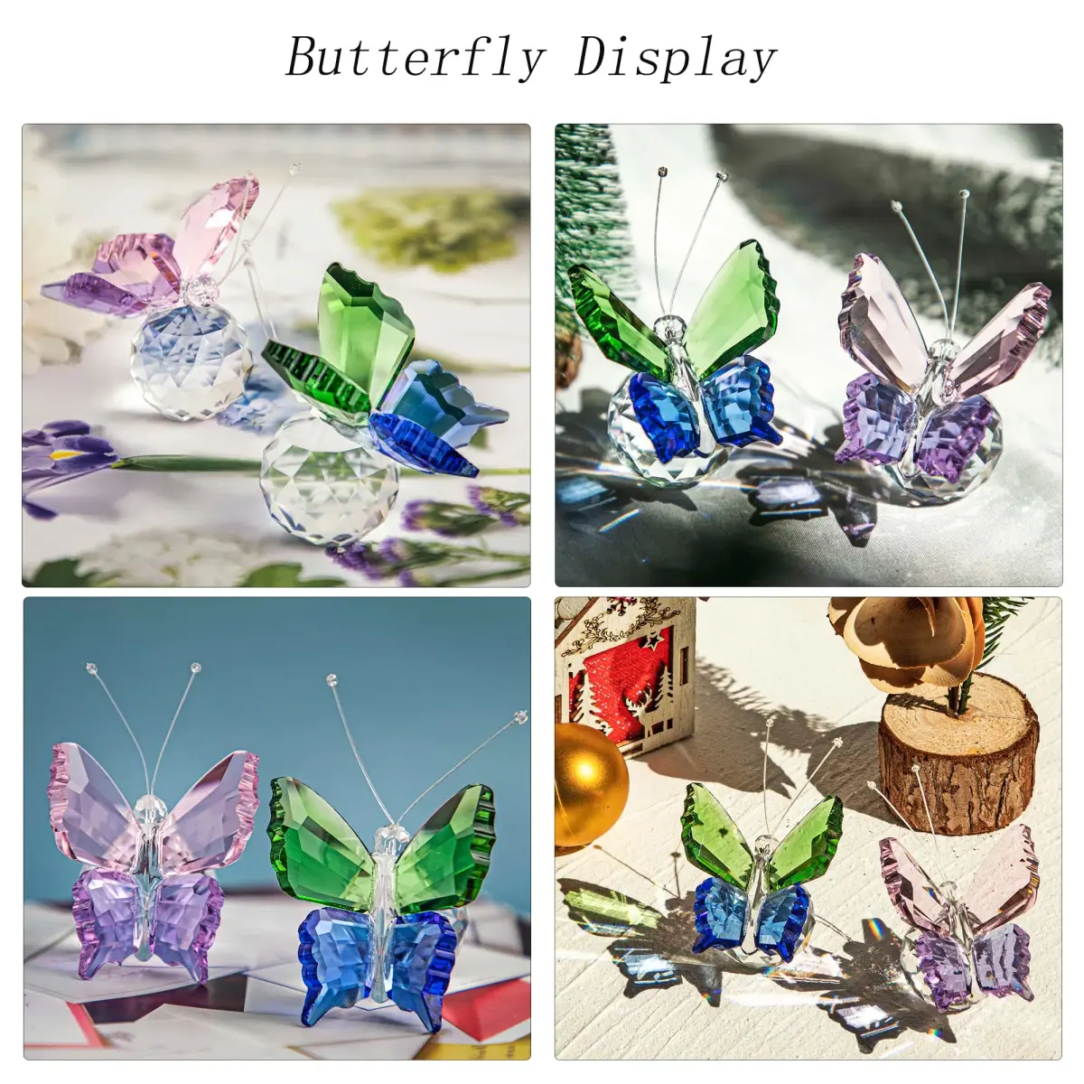 H&D HYALINE & DORA K9 Crystal Flying Butterfly Figurine Set 4.4cm (1.76in) | Handcrafted for Elegant Home Décor - view 6