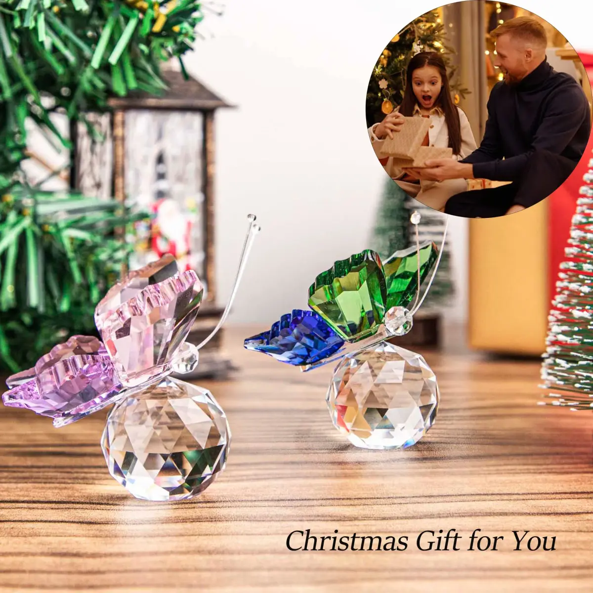 H&D HYALINE & DORA K9 Crystal Flying Butterfly Figurine Set 4.4cm (1.76in) | Handcrafted for Elegant Home Décor - view 3