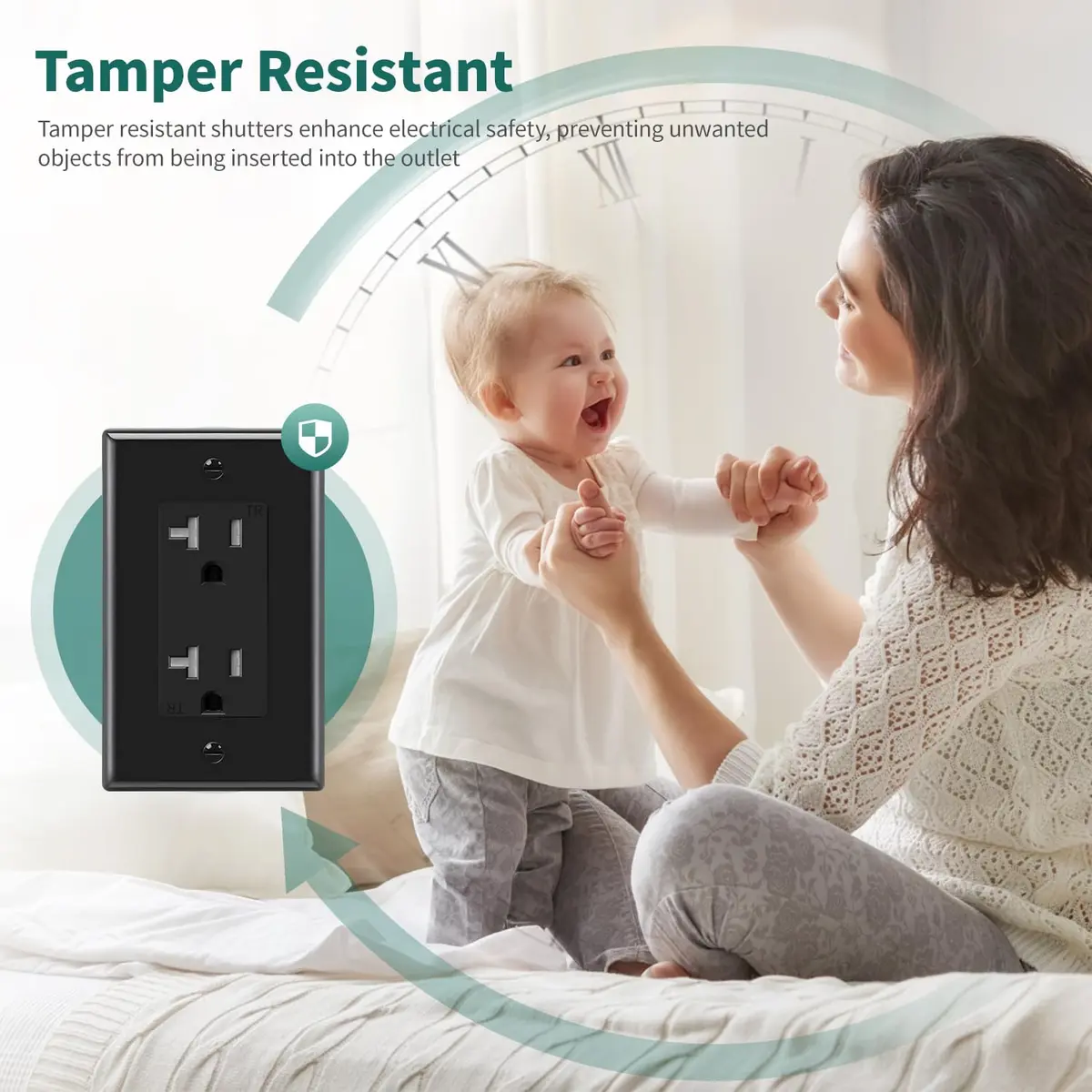 micmi 20A Decorator Receptacle Outlet | Tamper Resistant Grounded UL Listed 125V (10Pack, Black) - view 4