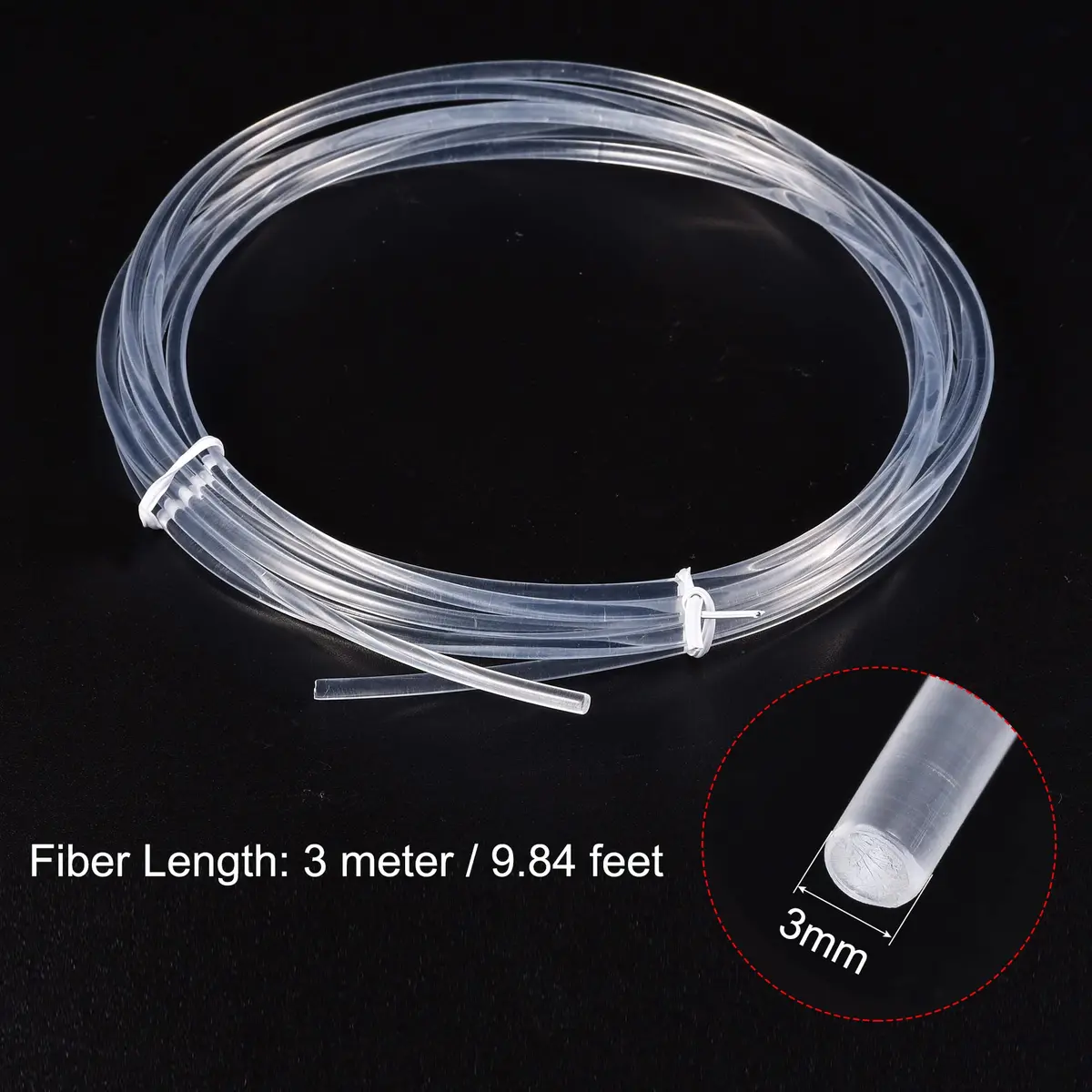 MECCANIXITY PMMA Side Glow Fiber Optic Cable 3mm (0.12 inch) x 3m (9.84 ft) | Ambient Lighting for Home & Hotels - view 2