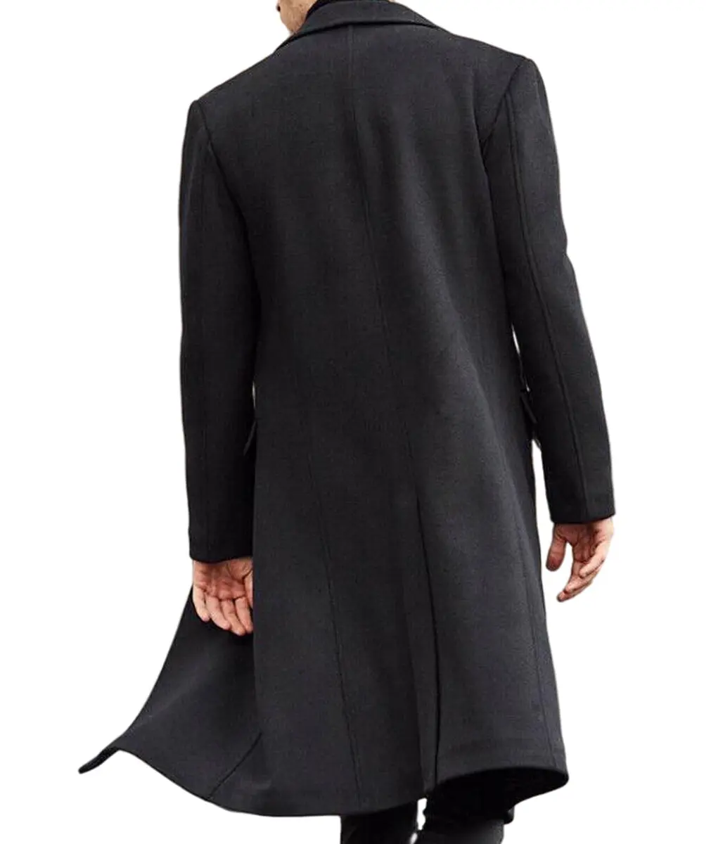 SOMTHRON Men's Casual Trench Coat Slim Fit Notched Collar Long Jacket Overcoat 3XL | Elegant Winter Outerwear - view 2