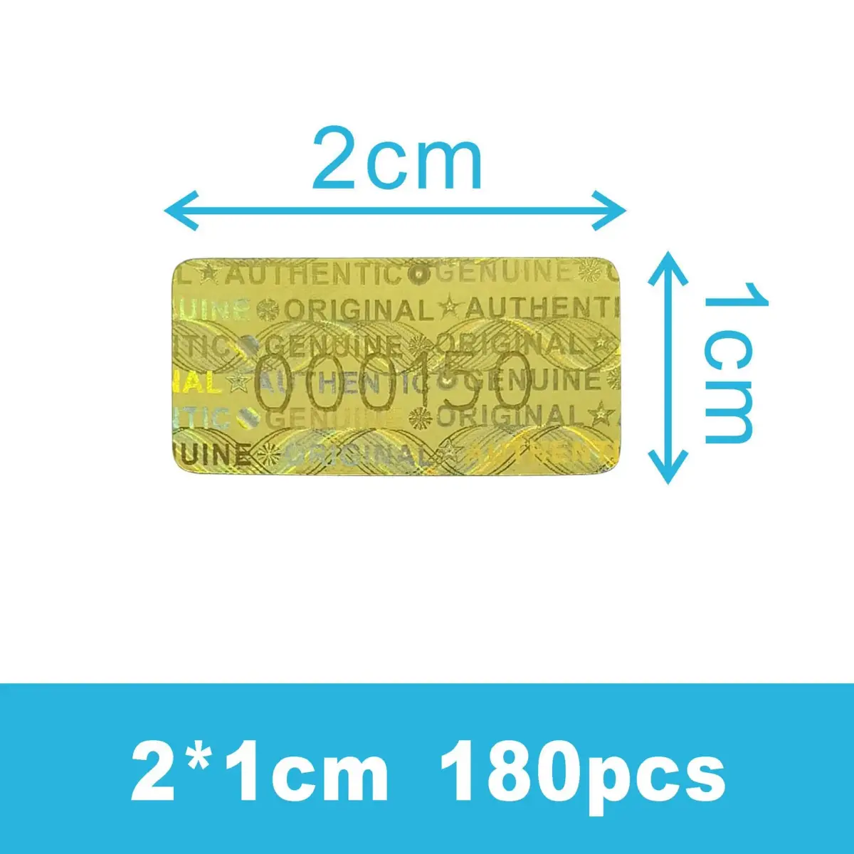 TLK&FBB Gold Hologram Tamper Proof Stickers 180 Count (2cm x 1cm) | Sequential Serial Numbering for Security - view 3