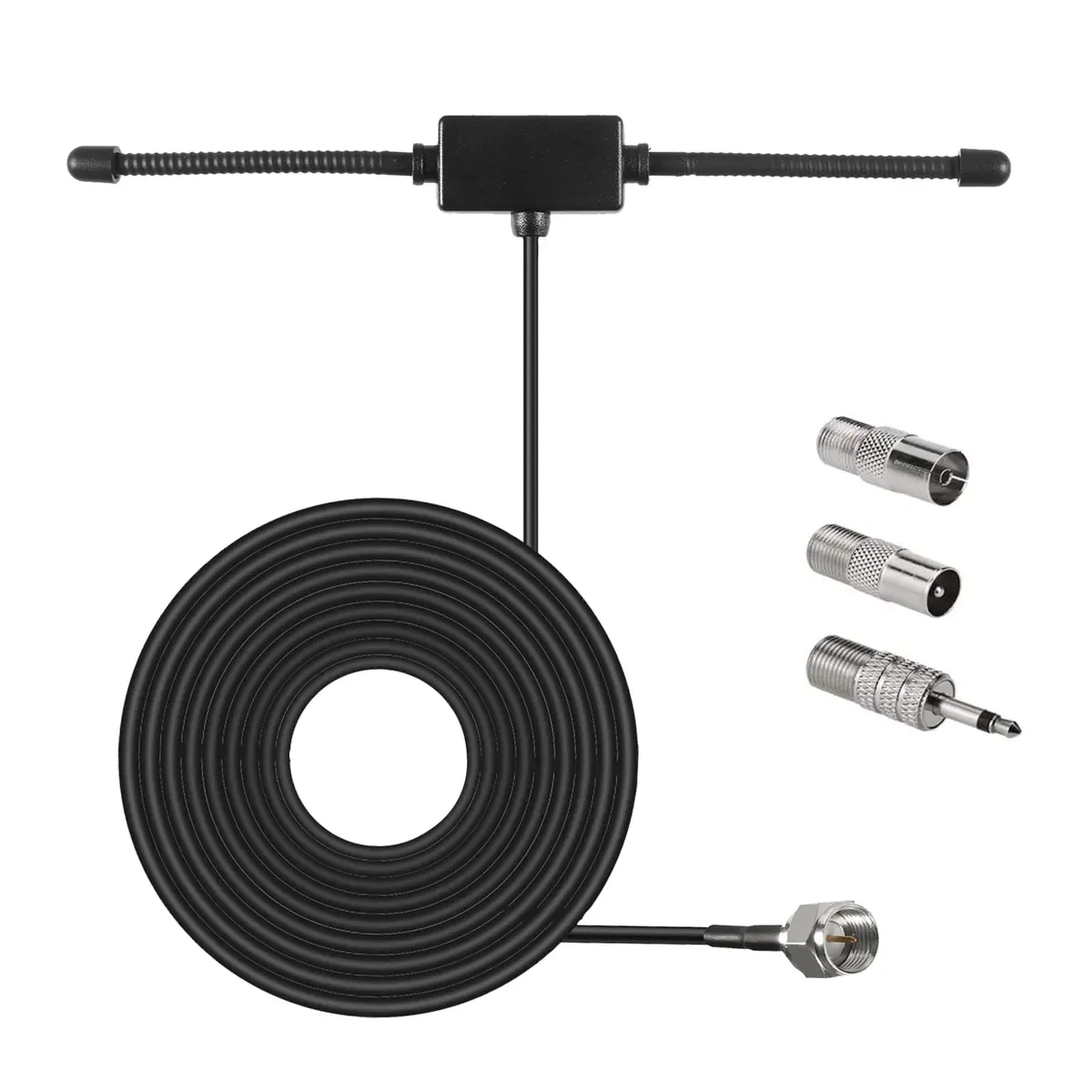 AEDIKO FM Radio Antenna Adhesive Mounting FM Dipole Antenna for Stereo Receiver Indoor Music System FM Radio Home Stereo Receiver AV Audio | 75 Ohm, 3M Cable - main product image