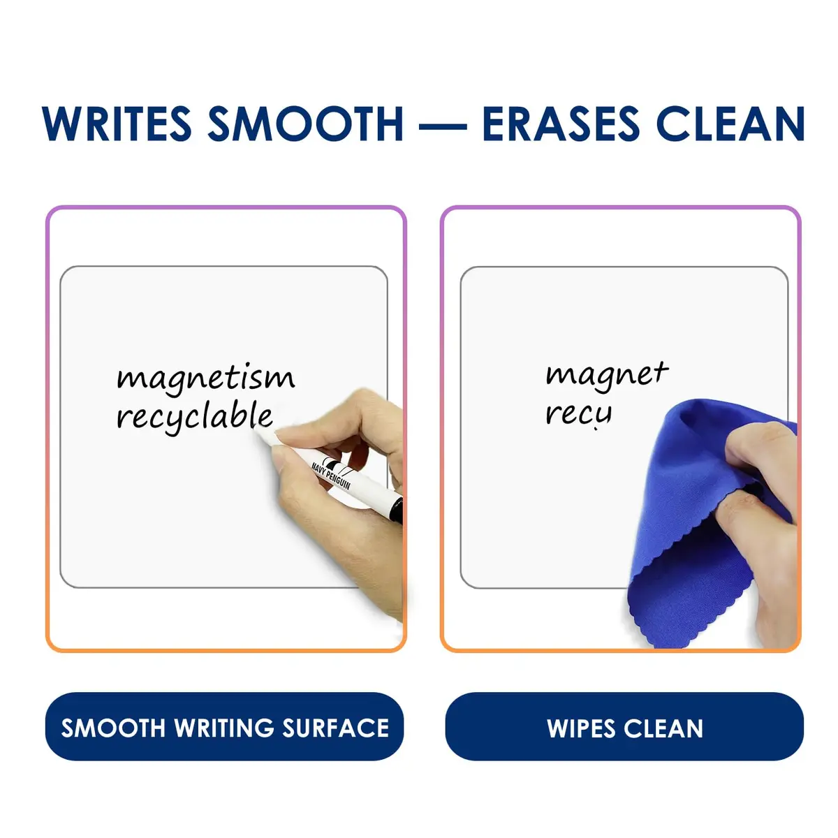 Navy Penguin Dry Erase Magnets 24 Pack 4x4 in | Reusable Magnetic Notes for Whiteboard & Fridge - view 3