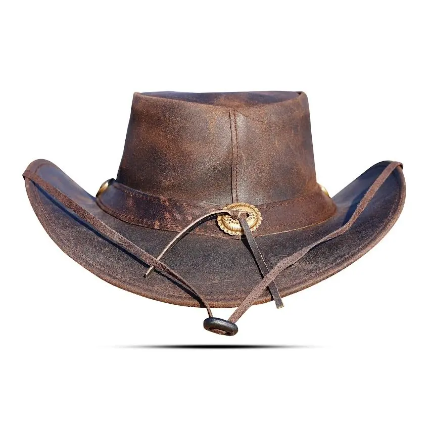 HADZAM Leather Cowboy Hat Small Dark Brown | Vintage Western Style - view 8