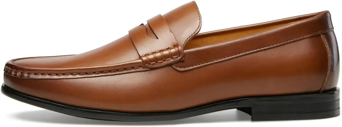 Journey West Mens Dress Shoes Slip on Penny Loafers Tan 12 | Classic Leather Formal Footwear - view 5