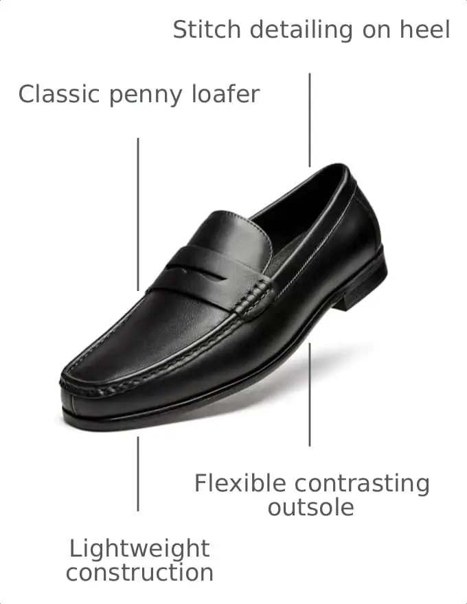 Journey West Mens Dress Shoes Slip on Penny Loafers Black 10 | Classic Leather Formal Footwear - view 4