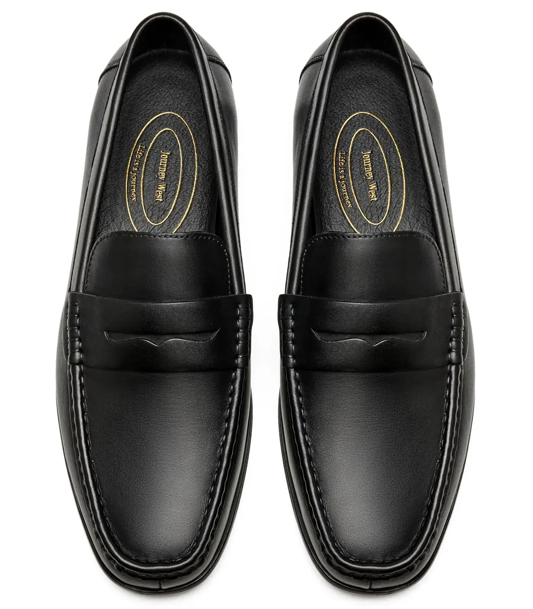 Journey West Mens Dress Shoes Slip on Penny Loafers Black US 9 | Classic Leather Formal Footwear - view 5