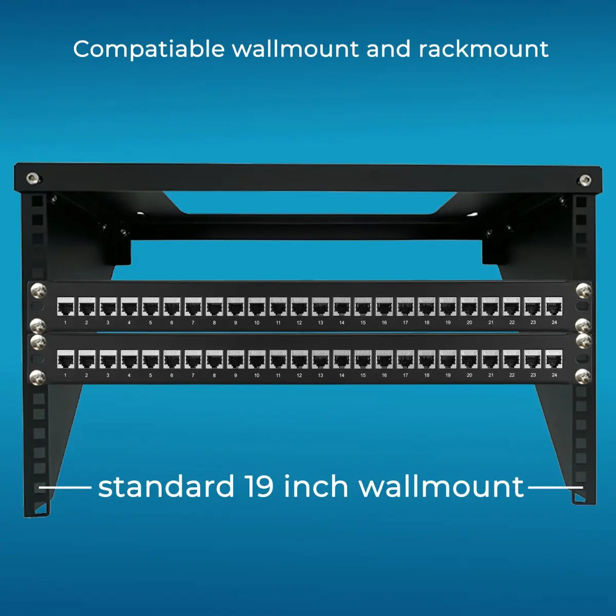 Rapink 24 Port Cat7 Patch Panel with Inline Couplers | 10Gbps STP Shielded 19-Inch Rackmount Network Panel - view 7