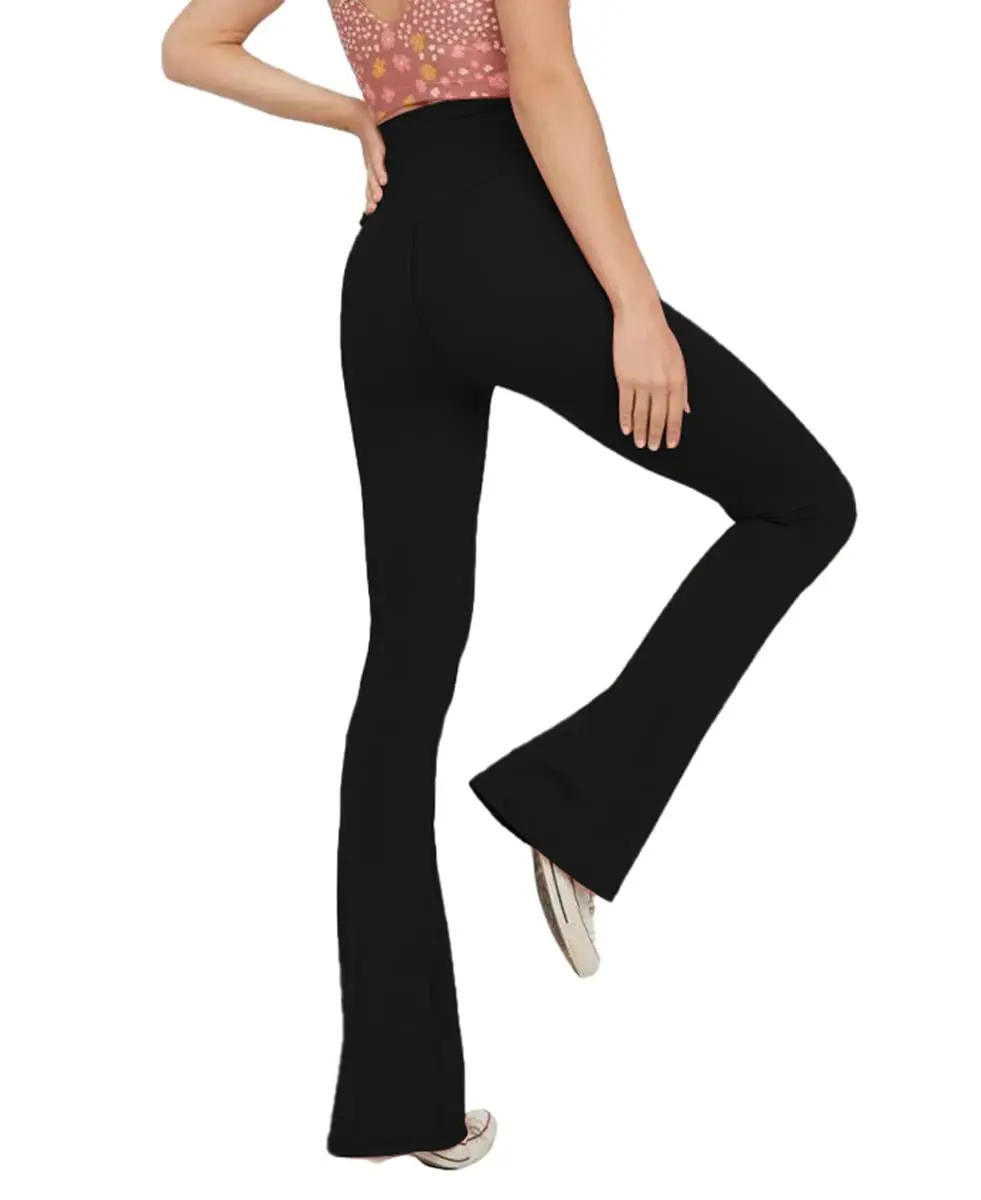 TOPYOGAS Women's Casual Bootleg Yoga Pants V Crossover High Waisted Flare Workout Pants Leggings Black | Flared, High Rise, Casual Fit, 30.71 in inseam - view 3