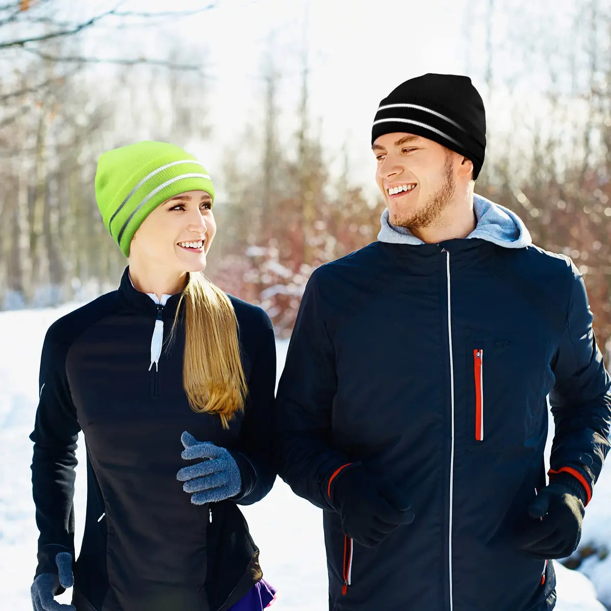 JenPen Reflective Beanie Safety Hat High Visibility Yellow, Orange, Black | Winter Knit Cap for Night Running & Cycling - view 5