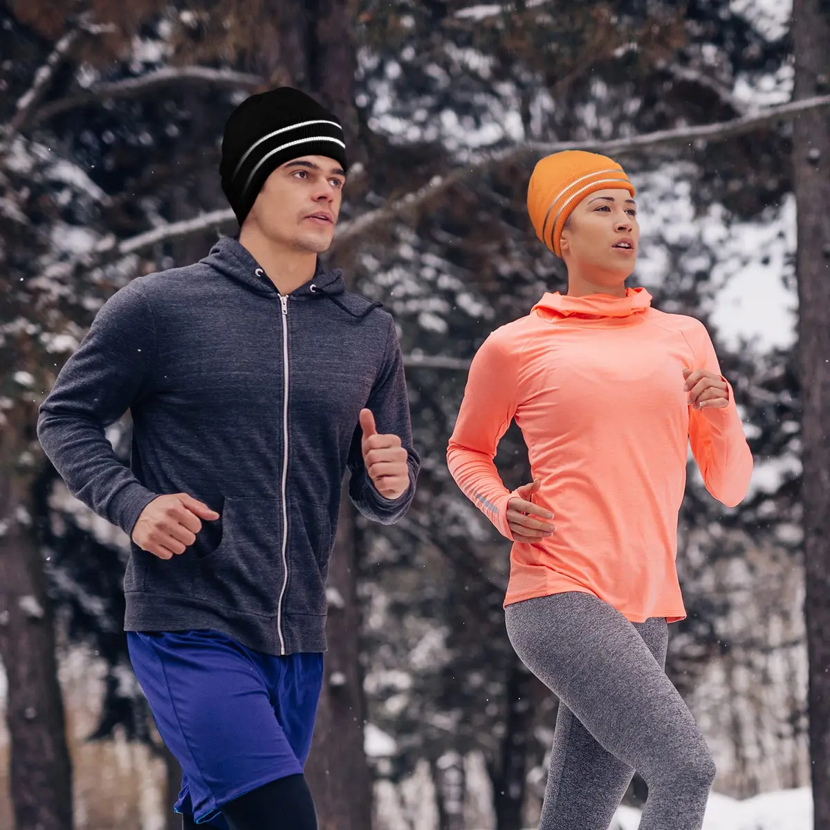 JenPen Reflective Beanie Safety Hat High Visibility Yellow, Orange, Black | Winter Knit Cap for Night Running & Cycling - view 6