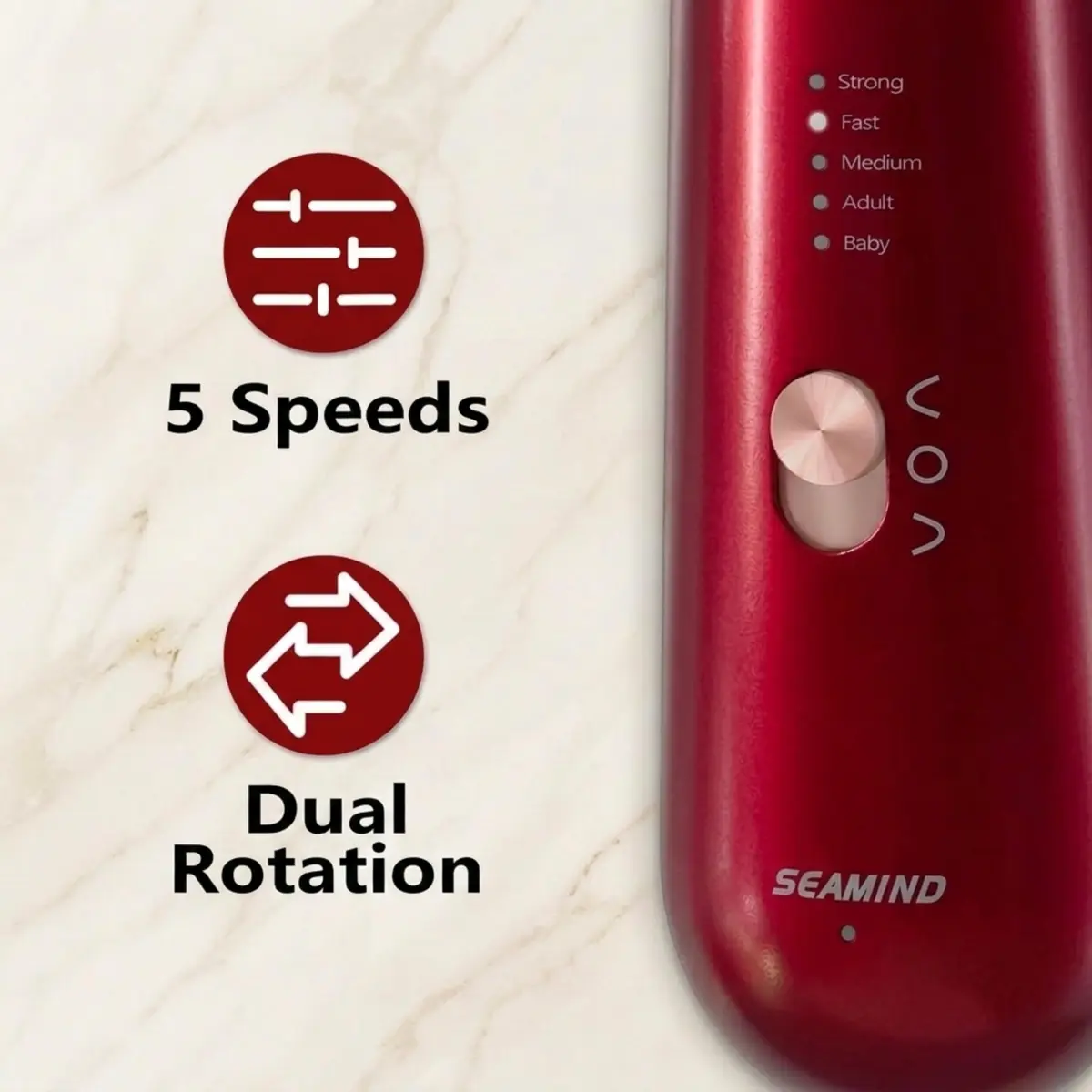 SEAMIND 5-in-1 Electric Nail File Kit, Cordless Manicure Pedicure Set, Red | 2900-4200 RPM - view 5