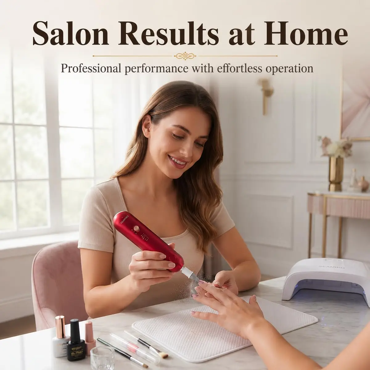 SEAMIND 5-in-1 Electric Nail File Kit, Cordless Manicure Pedicure Set, Red | 2900-4200 RPM - view 6