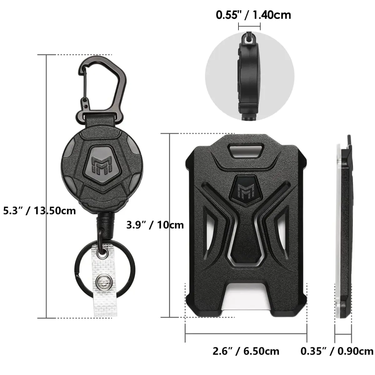 MNGARISTA Heavy Duty Retractable Badge Holder with Carabiner Clip & 31.5" Steel Wire Rope | Black - view 4