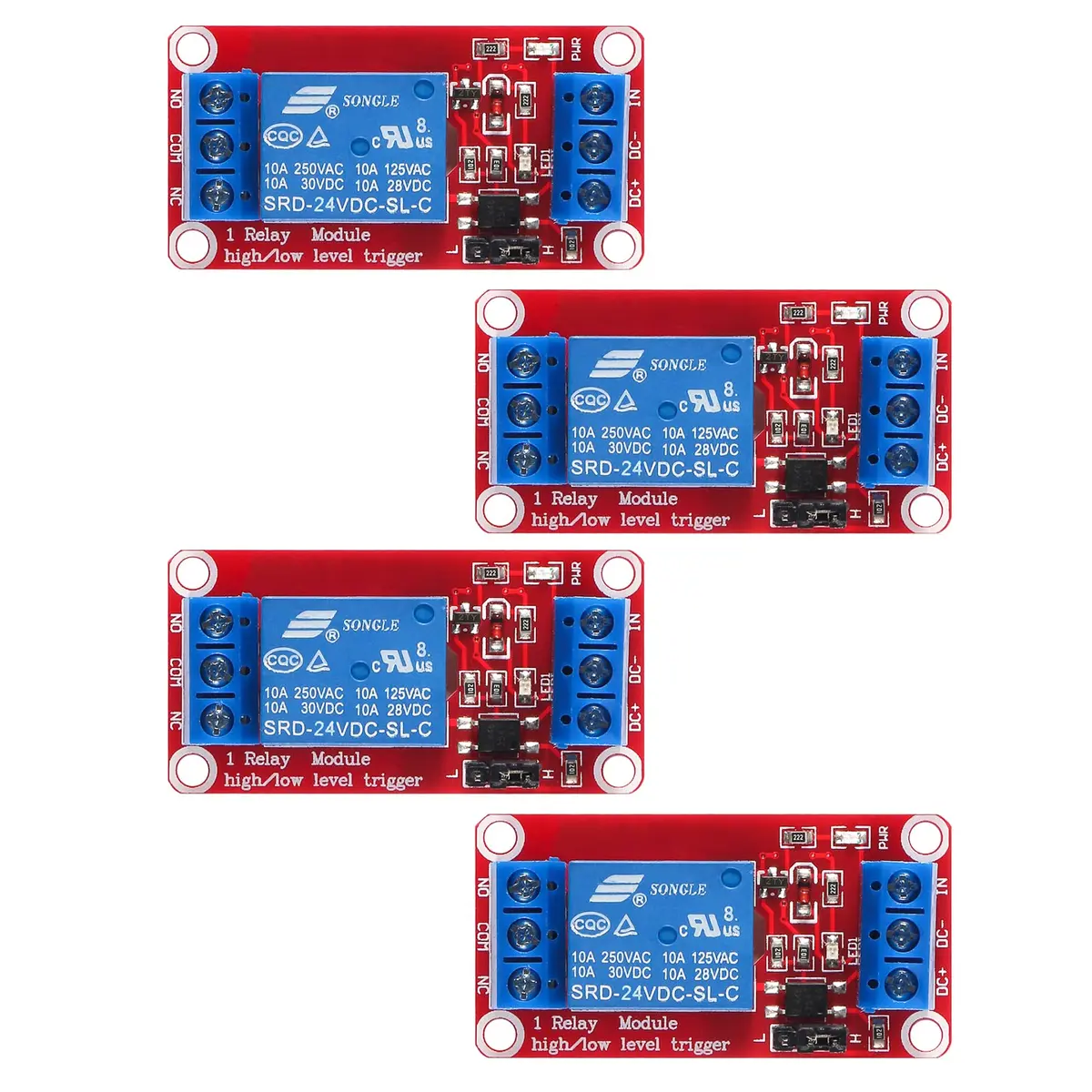 AEDIKO 24V Relay Module 4pcs | 1 Channel Relay Board with Optocoupler Support - main product image