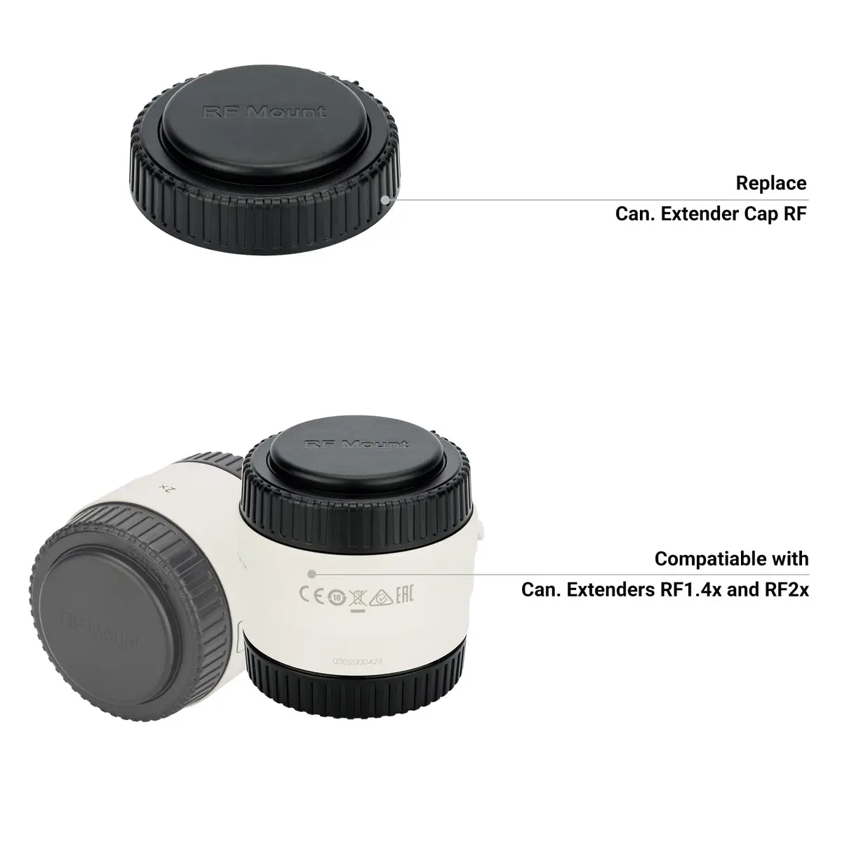 JJC RF Mount Extender Cap Cover for Canon RF1.4X & RF2x Lenses | Dust & Scratch Protection (70-120 chars) - view 2