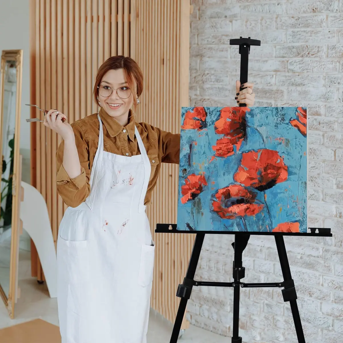 RRFTOK 72 Inch Metal Easel Stand for Painting Canvas | Double Layer, Adjustable Height, Sturdy Metal Construction - view 3