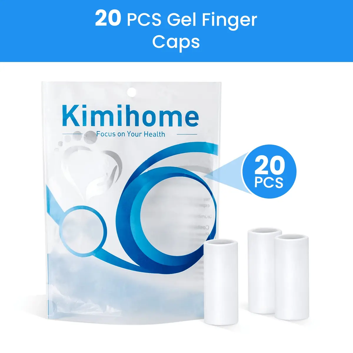 Kimihome Gel Finger Sleeve Protectors | Cushions & Relief for Finger Cracking, Corns, Blisters (Clear, 20 pcs) - view 7