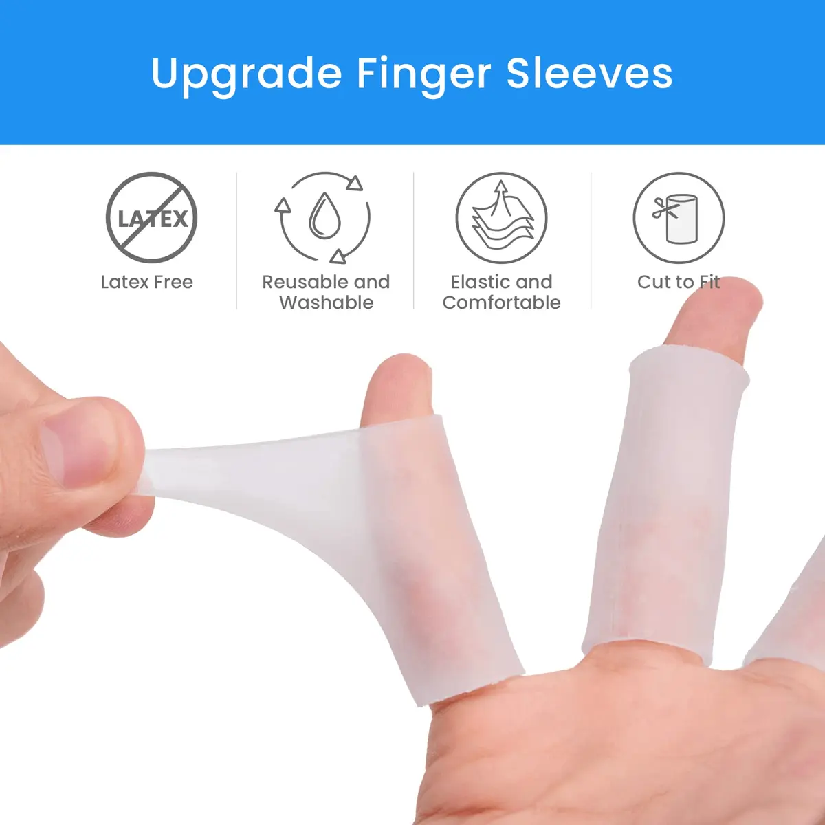 Kimihome Gel Finger Sleeve Protectors | Cushions & Relief for Finger Cracking, Corns, Blisters (Clear, 20 pcs) - view 2