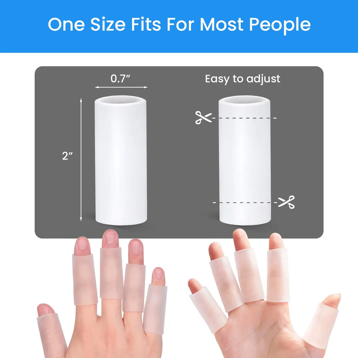 Kimihome Gel Finger Sleeve Protectors | Cushions & Relief for Finger Cracking, Corns, Blisters (Clear, 20 pcs) - view 3