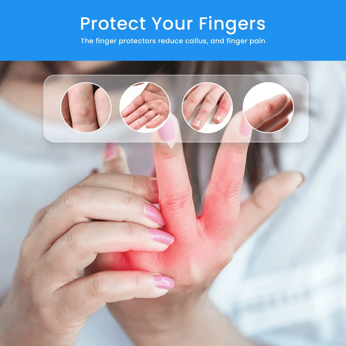Kimihome Gel Finger Sleeve Protectors | Cushions & Relief for Finger Cracking, Corns, Blisters (Clear, 20 pcs) - view 4