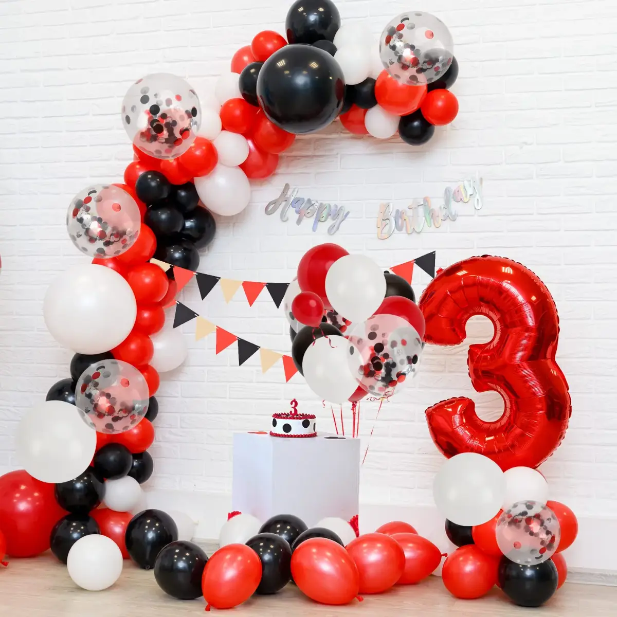 RUBFAC Red Black White Balloon Arch Kit 129pcs | Assorted Colors Party Decorations - view 6