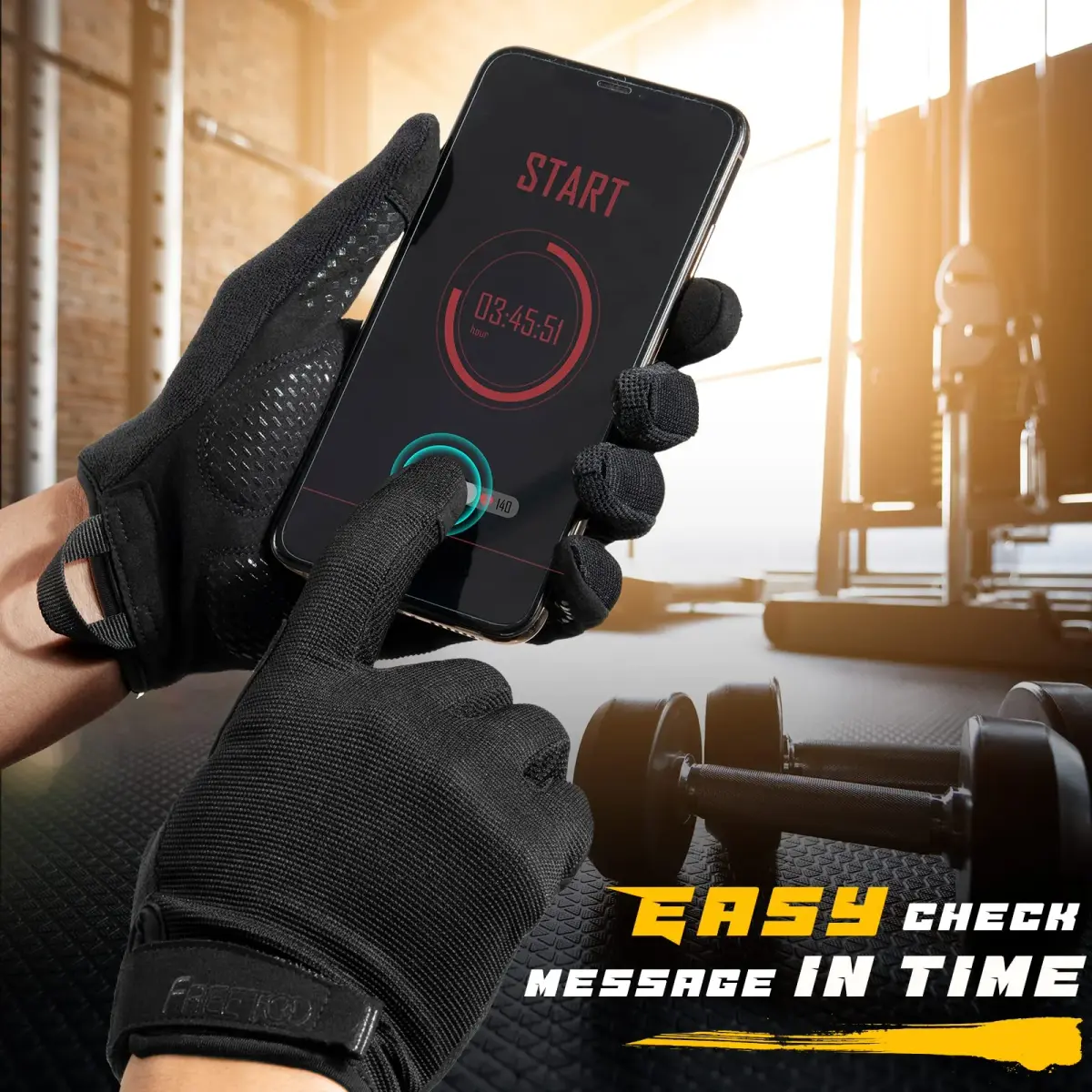 FREETOO Full-Finger Workout Gloves for Men, Padded Gym Gloves with Grip, Black, X-Large | Breathable & Stretchable - view 5