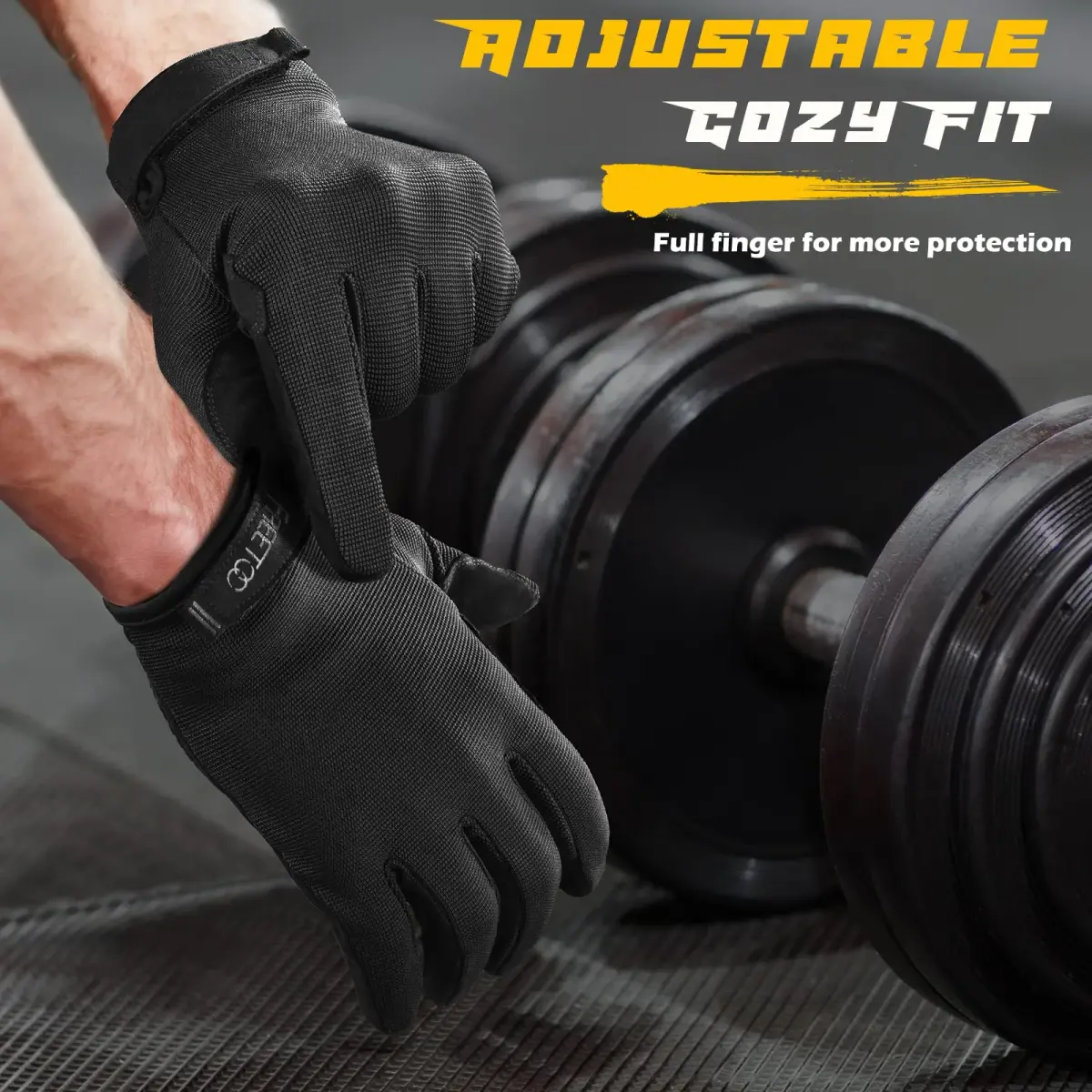 FREETOO Full-Finger Workout Gloves for Men, Padded Gym Gloves with Grip, Size Small Black | Breathable & Stretchable - view 4