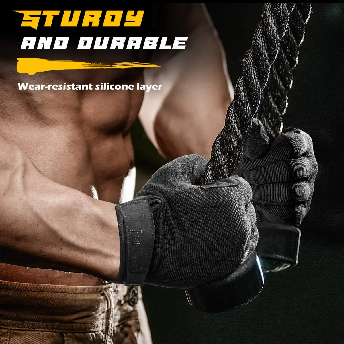FREETOO Full-Finger Workout Gloves for Men, Padded Gym Gloves with Grip, Size Small Black | Breathable & Stretchable - view 3
