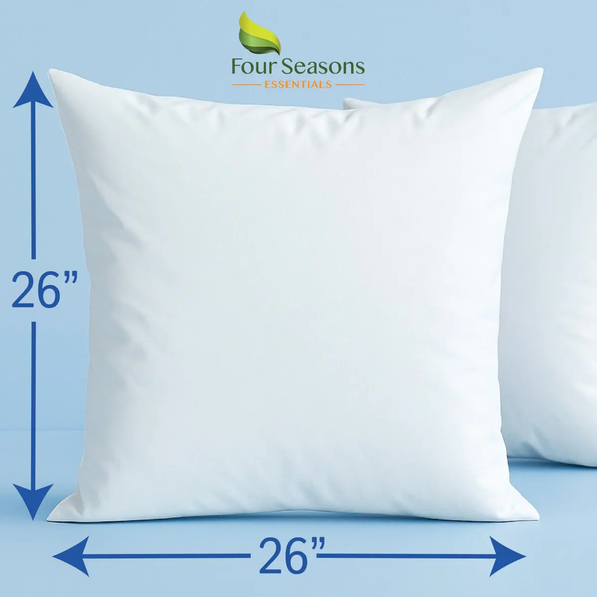 Four Seasons Essentials Euro Size Pillow Protectors (Set of 2) 66x66 cm (26x26 Inch) | Waterproof Hypoallergenic Zippered Encasement - view 3