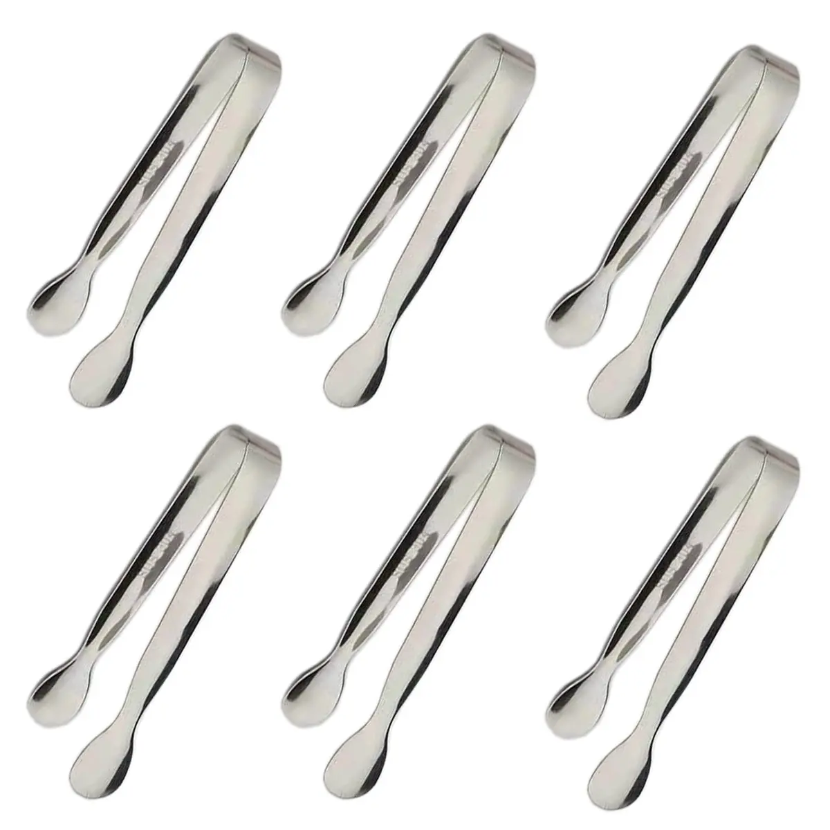 Sunenlyst Mini Sugar Tongs Set of 6 | 10.8 cm (4.25 Inch) Stainless Steel Kitchen Utensils - main product image