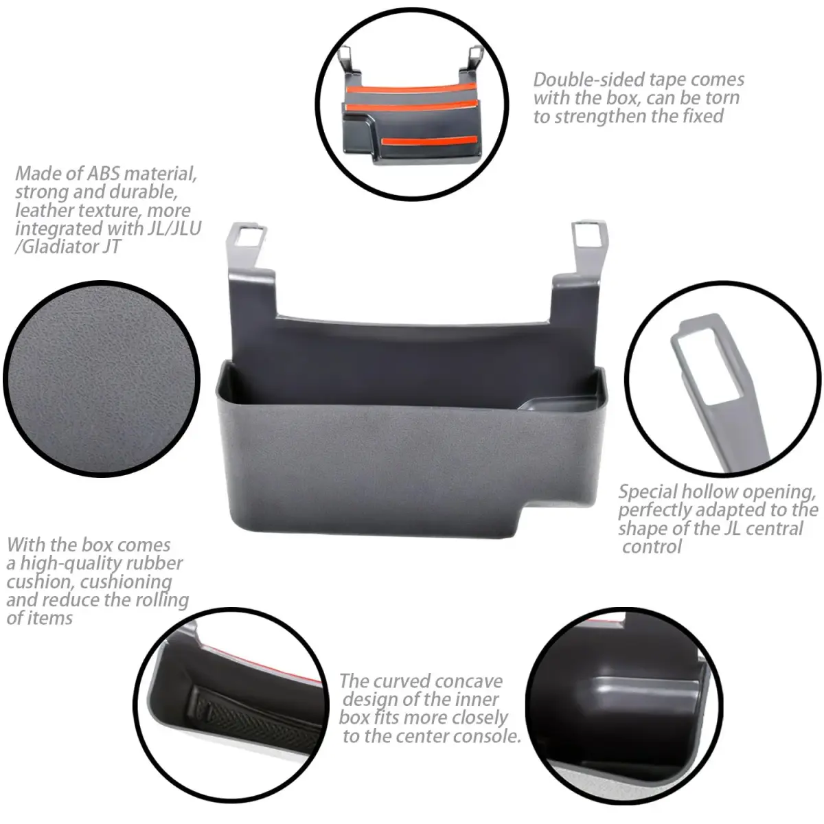 EDBETOS Center Console Hanging Box for Jeep Wrangler JL/JLU 2018-2026 Armrest Tray | Additional Storage for Phones, Cards, Keys - view 3