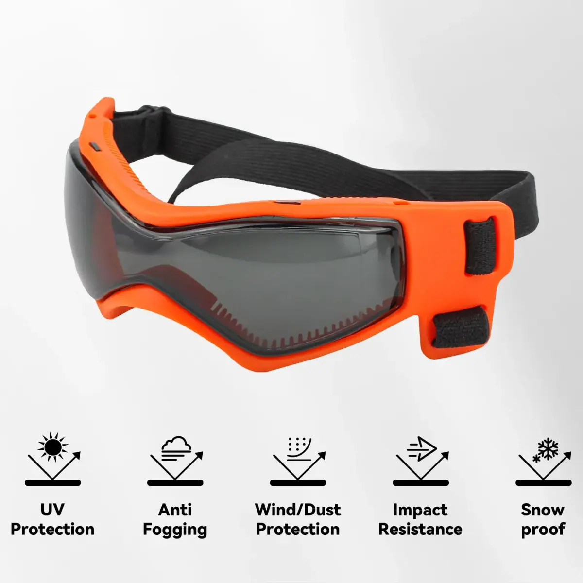 Enjoying Stylish Orange Dog Goggles for Medium Breeds with UV Protection & Windproof Design - view 4