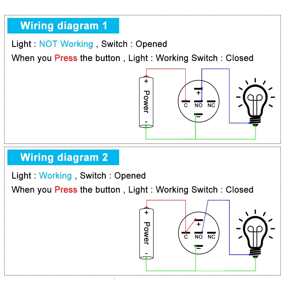 JIQI 19mm Waterproof Metal Push Button Switch 12V-24V | IP66 LED On Off (Red) - view 6
