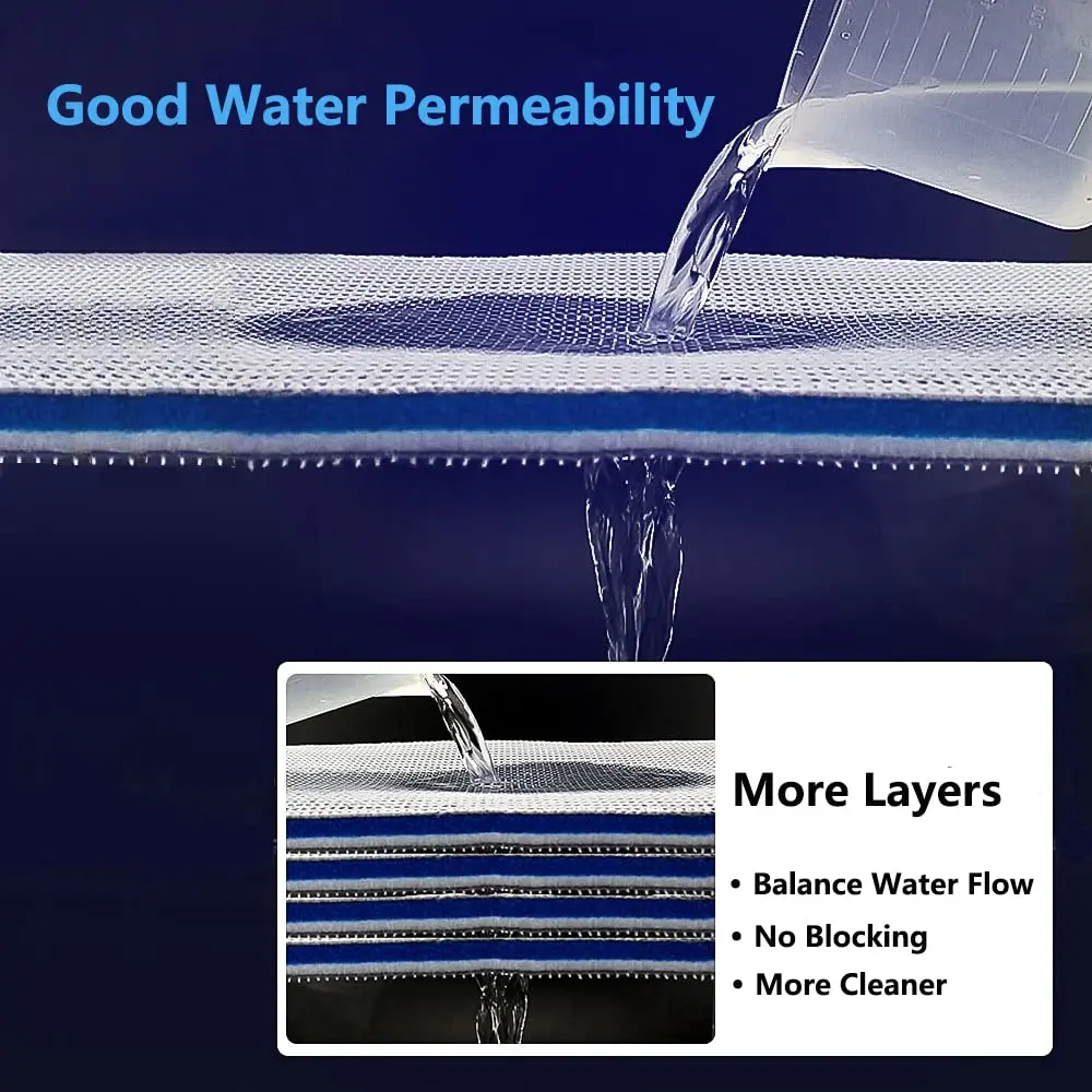sunjojo 8-Layer Aquarium Filter Media Pad 40x30cm (15.7"x11.8") | Crystal Clear Water Filtration - view 5
