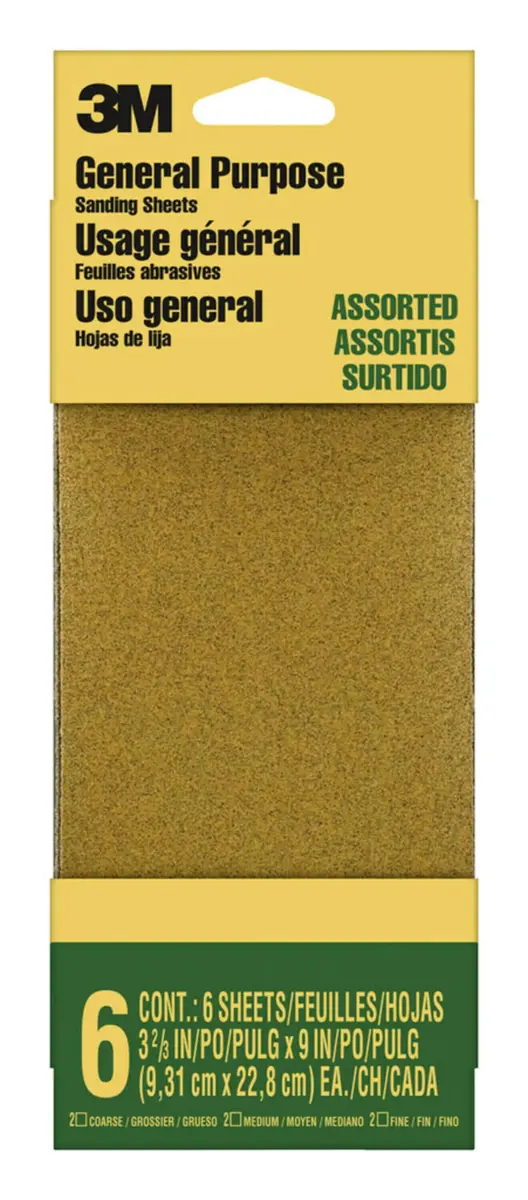 3M Assorted Grit Sandpaper Sheets 17.1 cm x 22.9 cm (3-2/3 in x 9 in) | For Paint, Wood & Metal - main product image