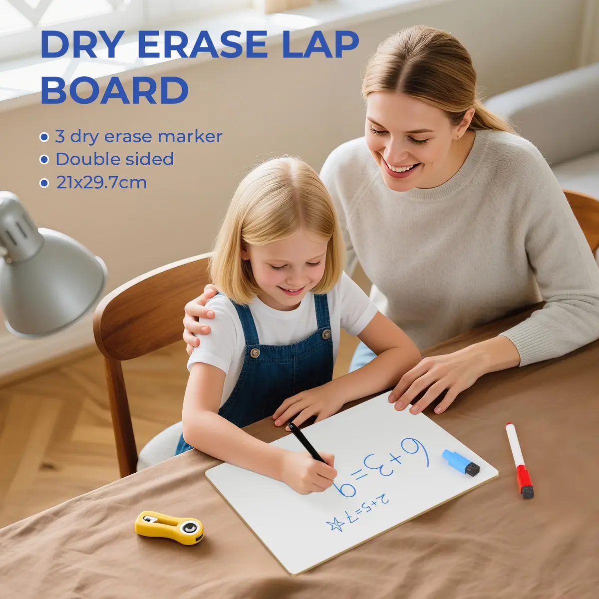 Nicpro 12 x 16 inches Double Sided Dry Erase Lap Board with 3 Pens | Portable Learning Whiteboard for Students - view 7