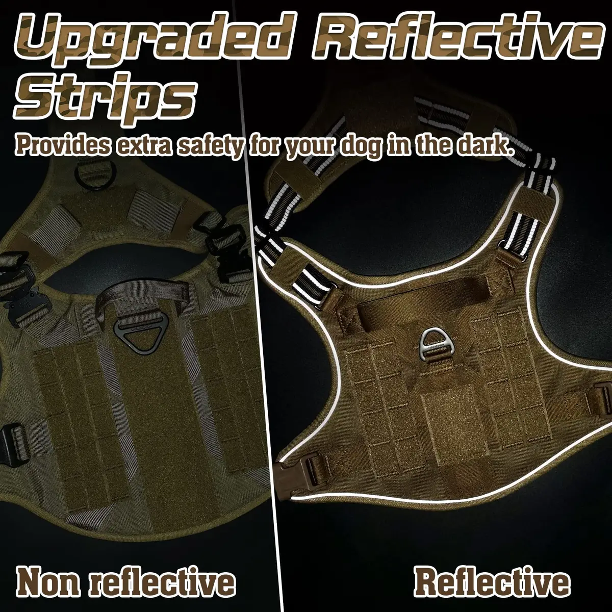 rabbitgoo Tactical Dog Harness for X-Large | No Pull Military Service Vest with MOLLE System - view 8